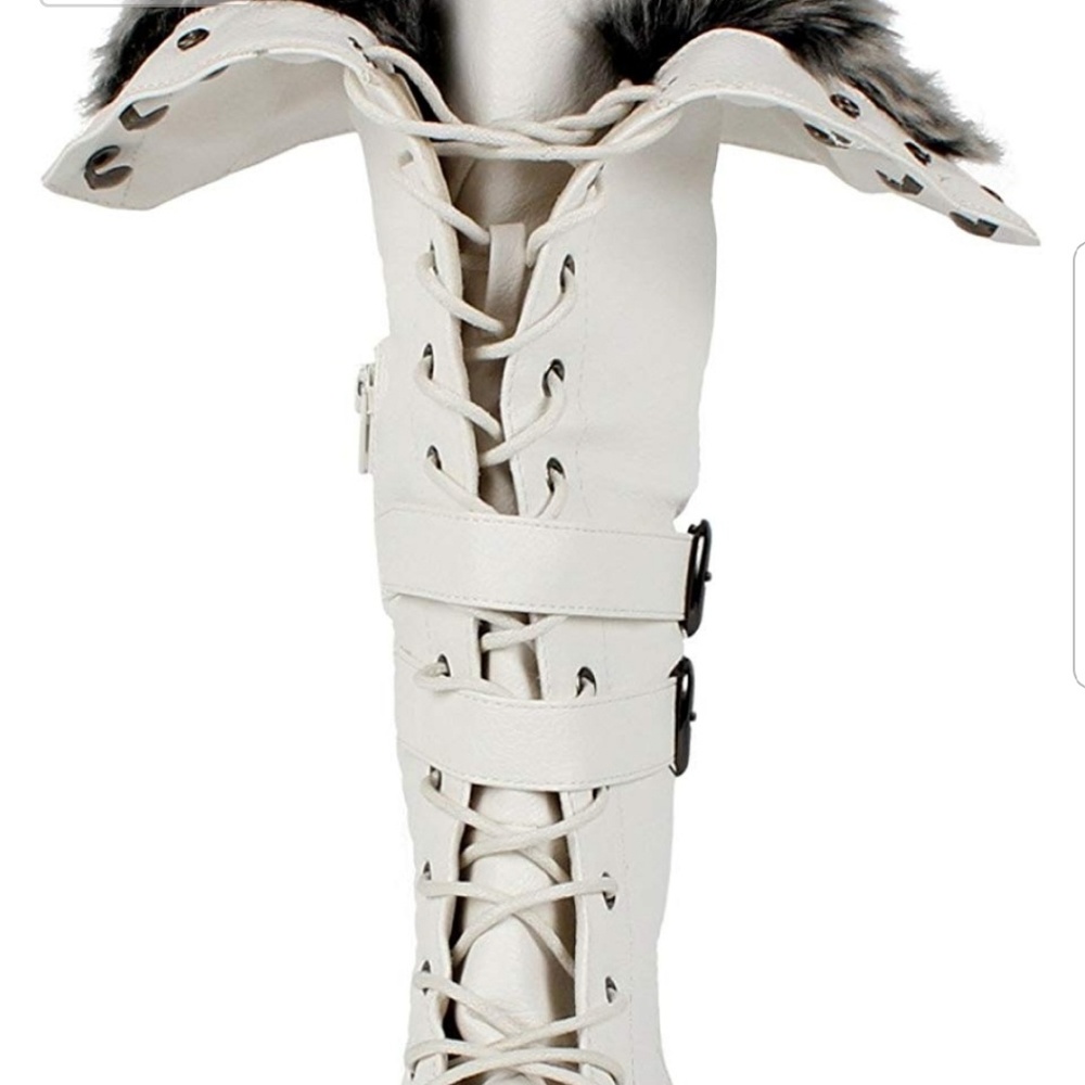 West Blvd  white buckle boots  size 6 1/2